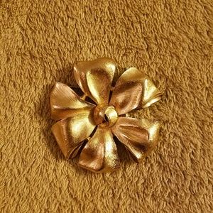 Trifari Vintage Crown Flower Ribbon Brooch